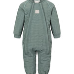 støvet grøn termodragt til baby med lynlås og refleksmærke