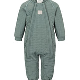støvet grøn termodragt til baby med lynlås og refleksmærke