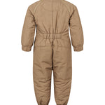 Bagside af brunternet termodragt til baby med elastik i taljen