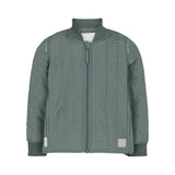 støvet grøn termojakke til børn med lynlås og ribkanter