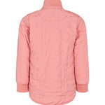 lyserød børnetermojakke med buet kant og refleksmærke