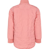 lyserød børnetermojakke med buet kant og refleksmærke