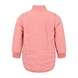 lyserød børnetermojakke med buet kant og refleksmærke