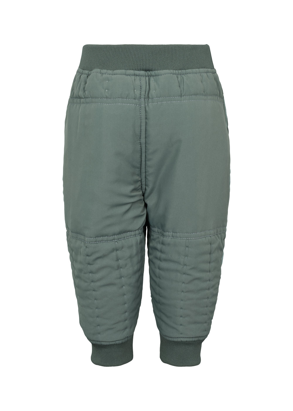 støvet grønne termobukser med knælæg og ribkant