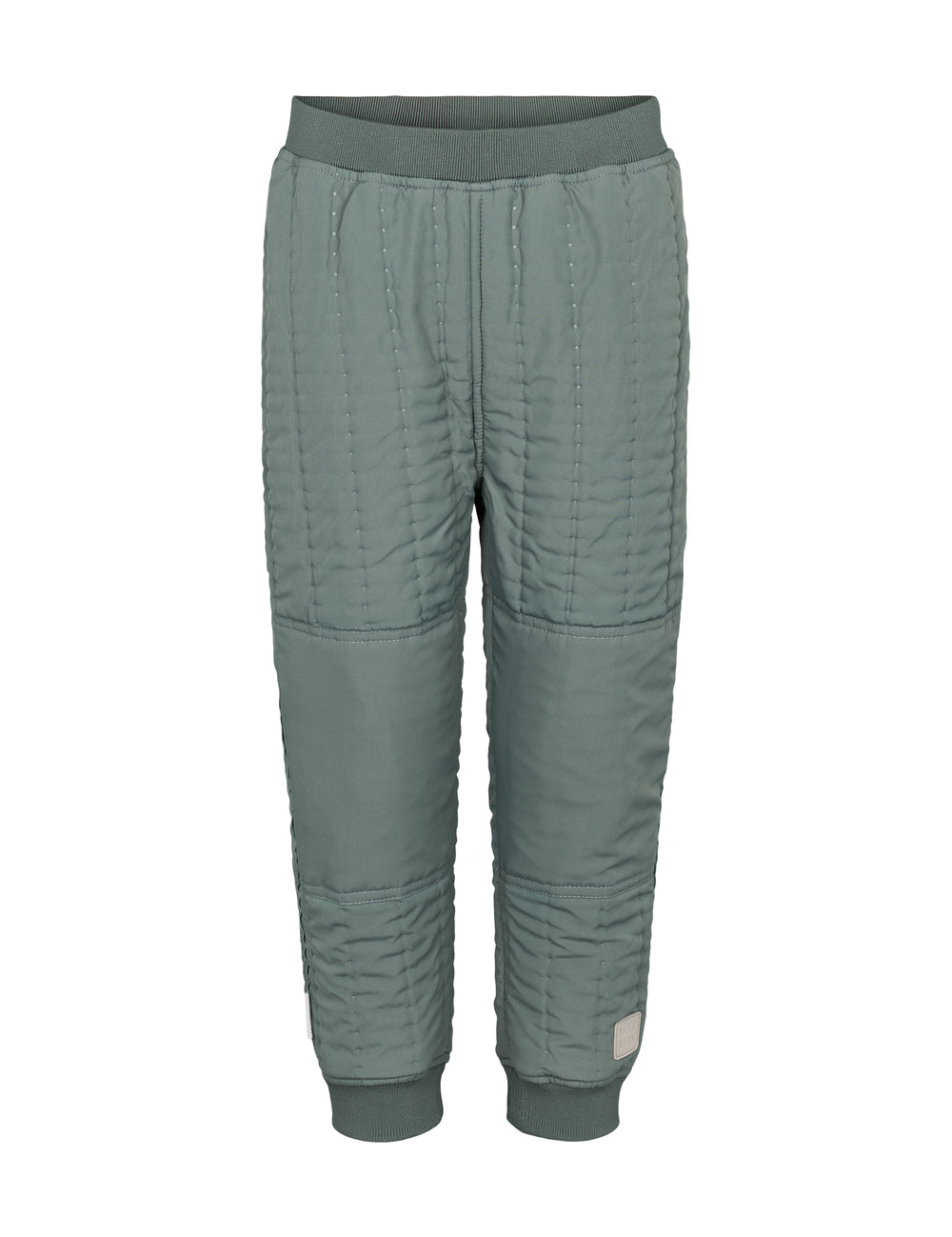 støvet grønne termobukser med knælæg og ribkant