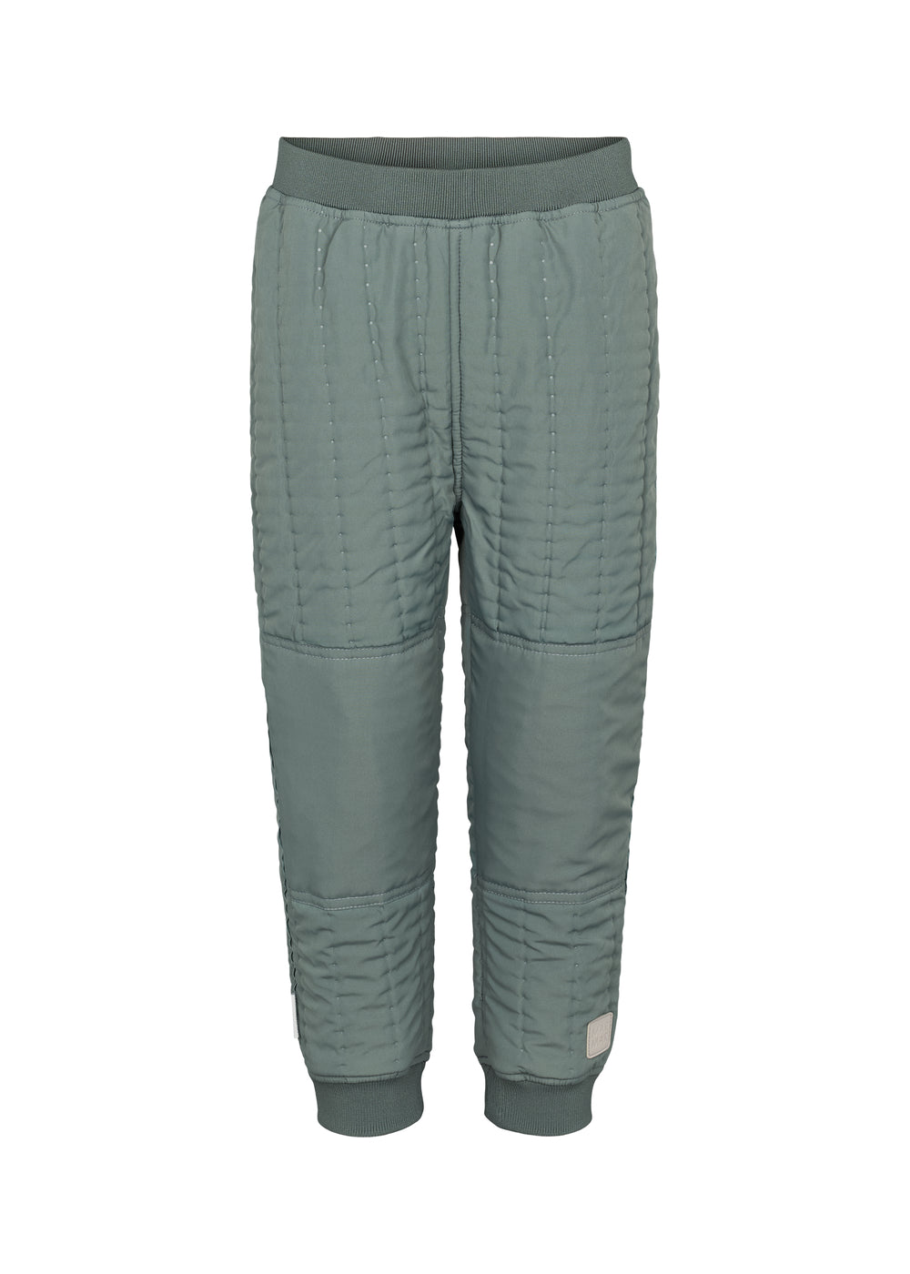 støvet grønne termobukser med knælæg og ribkant