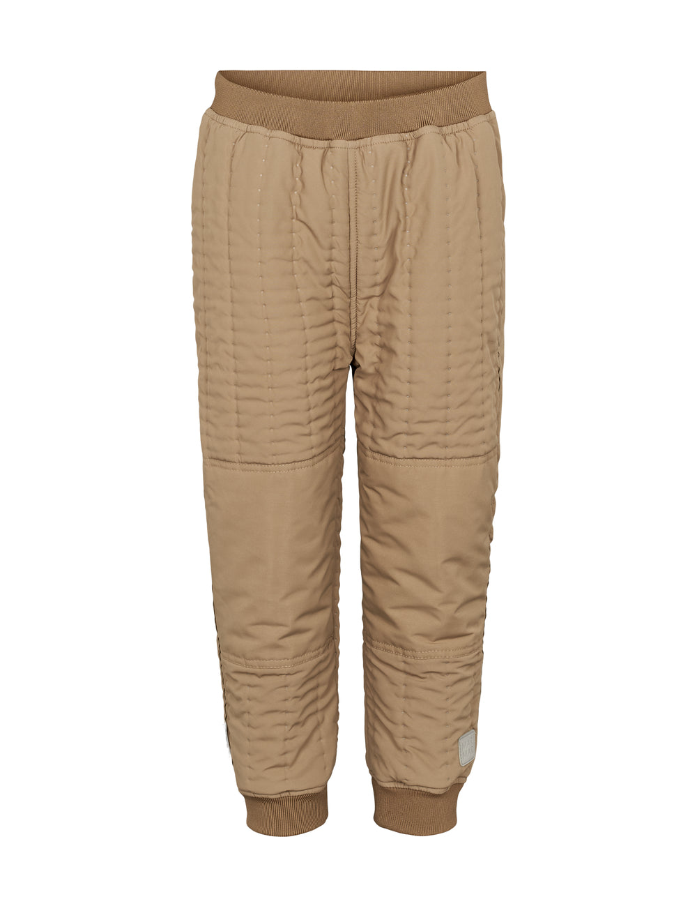 Ternede termobukser i brun med ribkant og knælæg