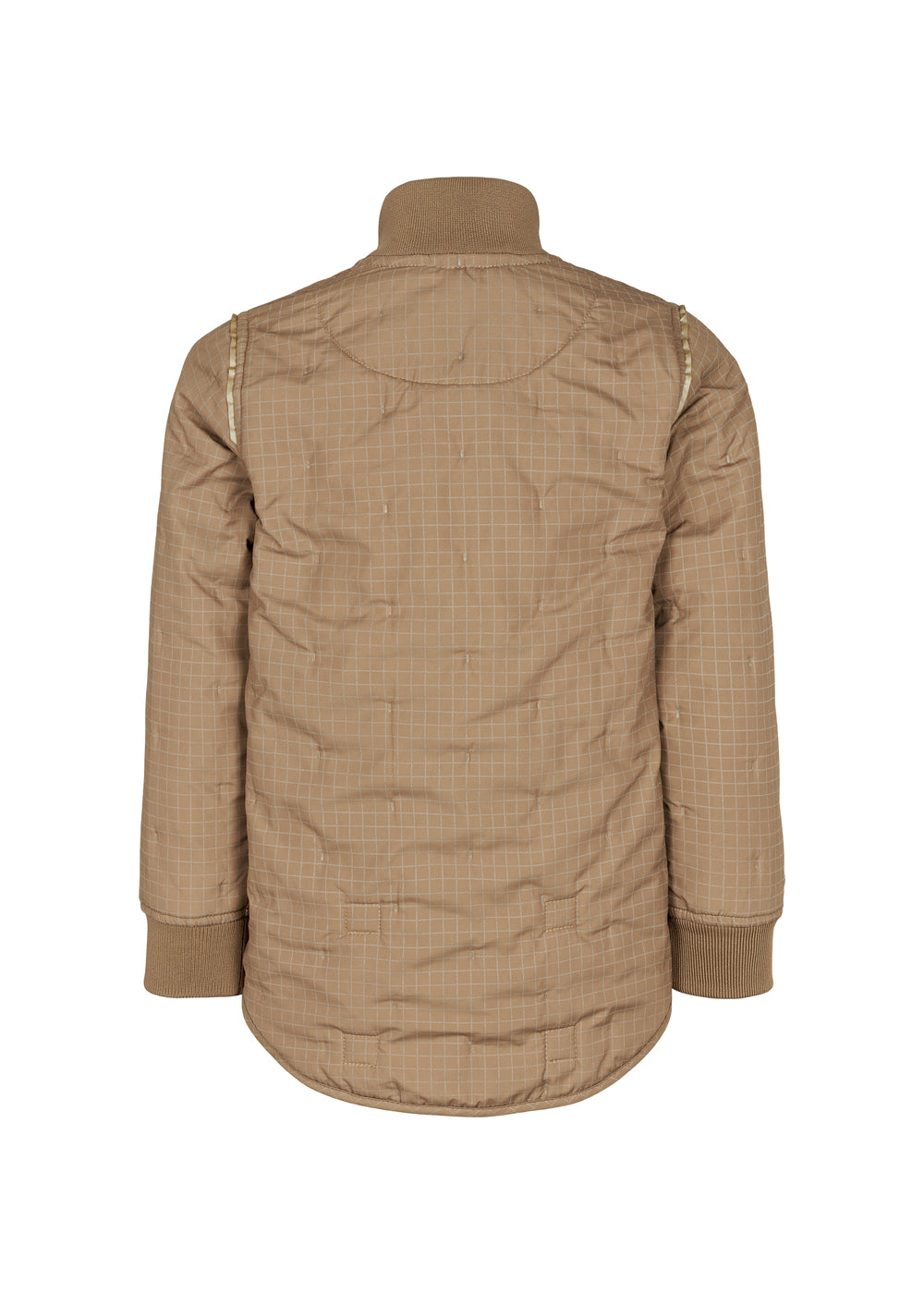 brunternet termojakke for børn med lynlås og ribkanter