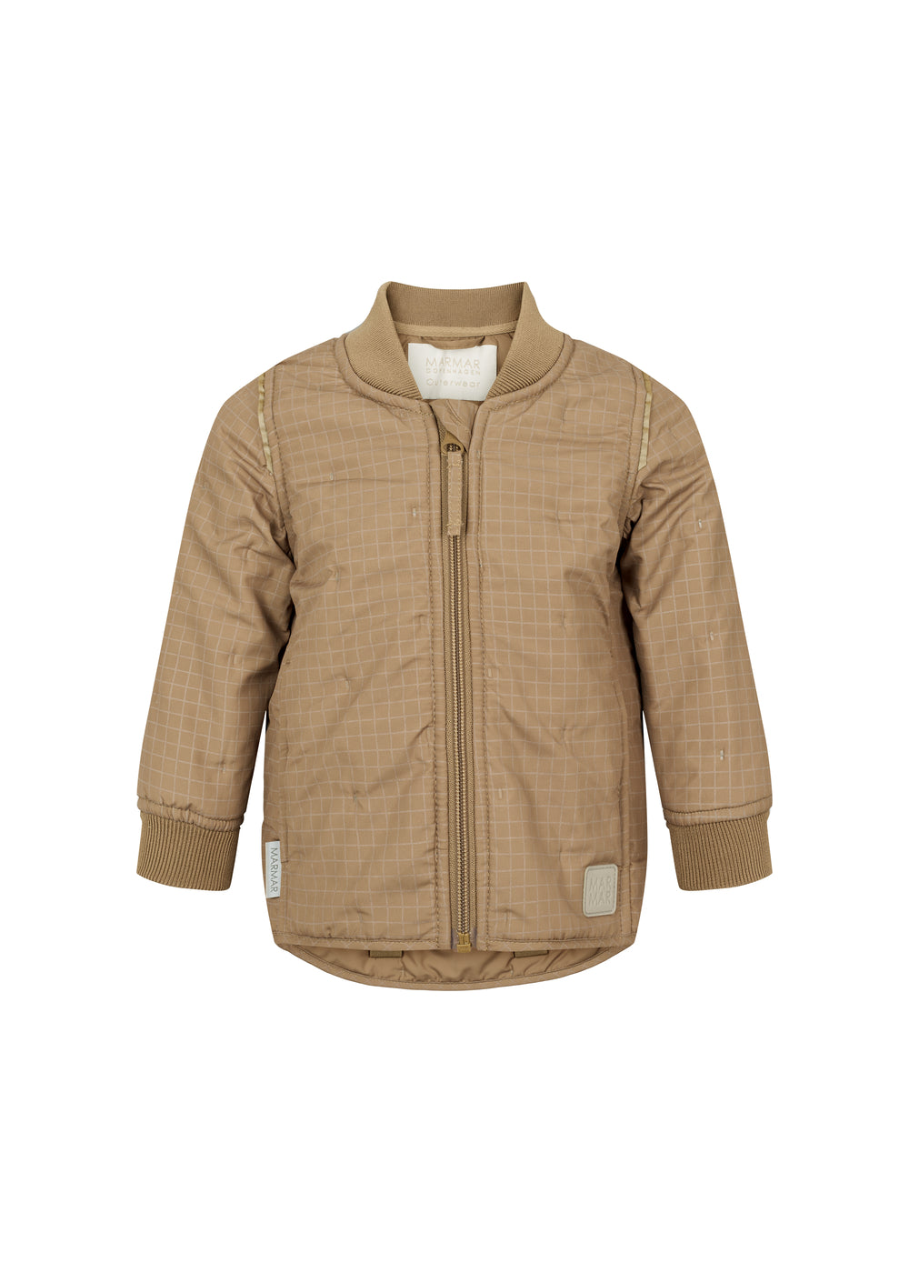 brunternet termojakke for baby med lynlås og ribkanter