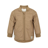 brunternet termojakke for baby med lynlås og ribkanter