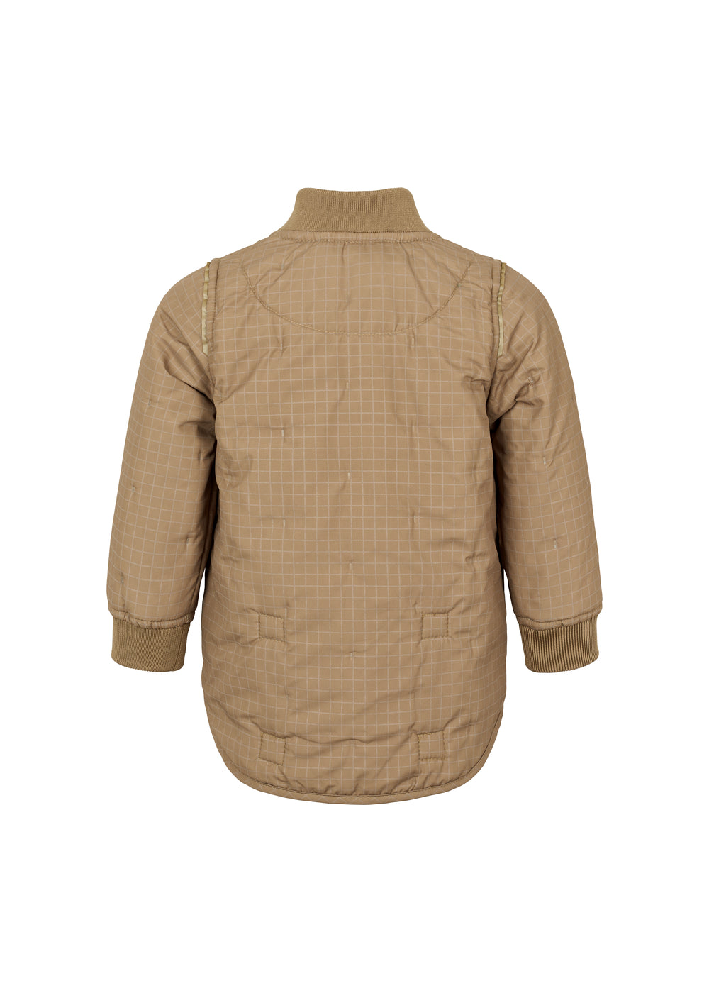 brunternet termojakke for børn med lynlås og ribkanter