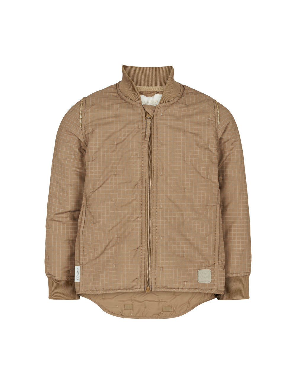 brunternet termojakke for børn med lynlås og ribkanter