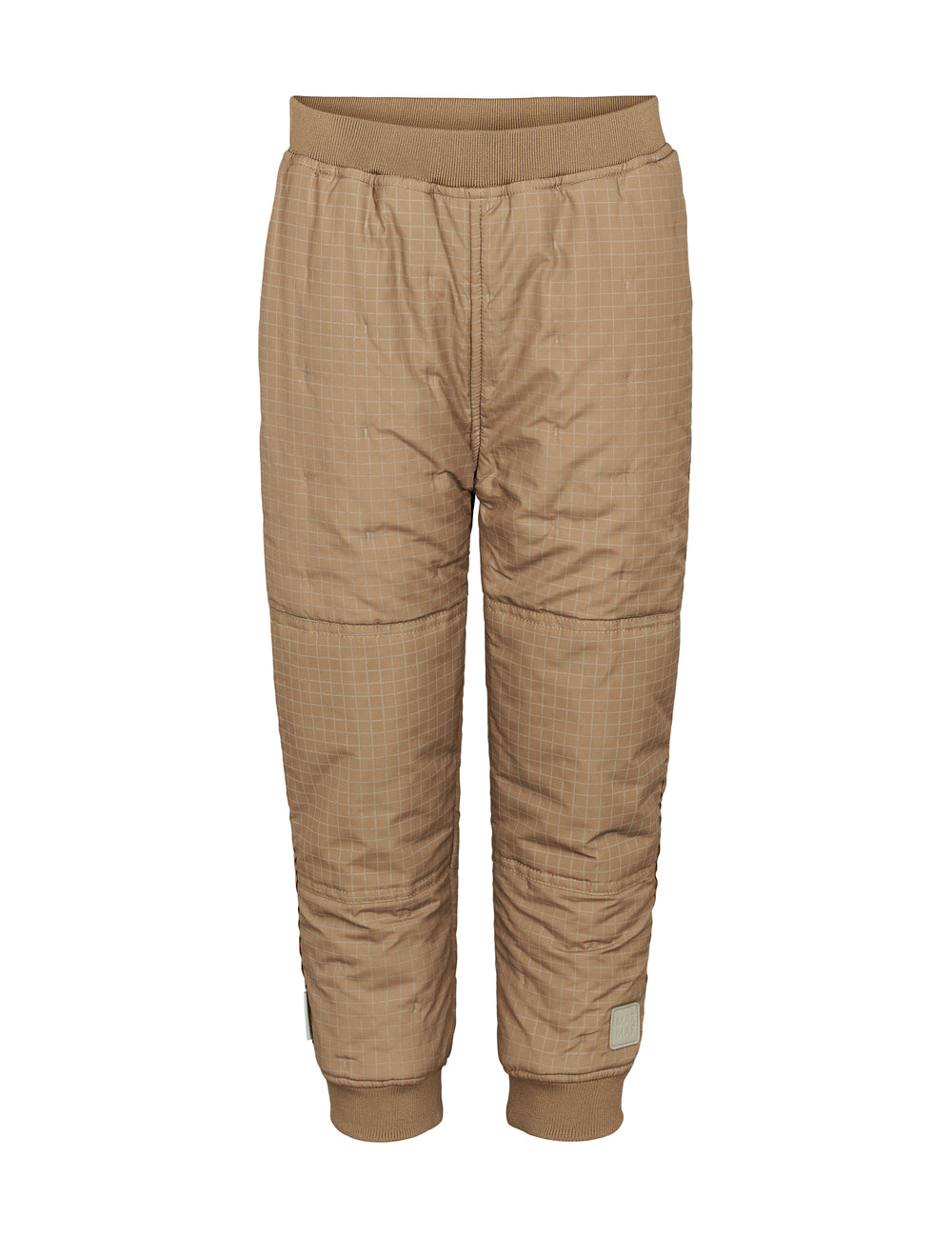 Ternede termobukser i brun med ribkant og knælæg