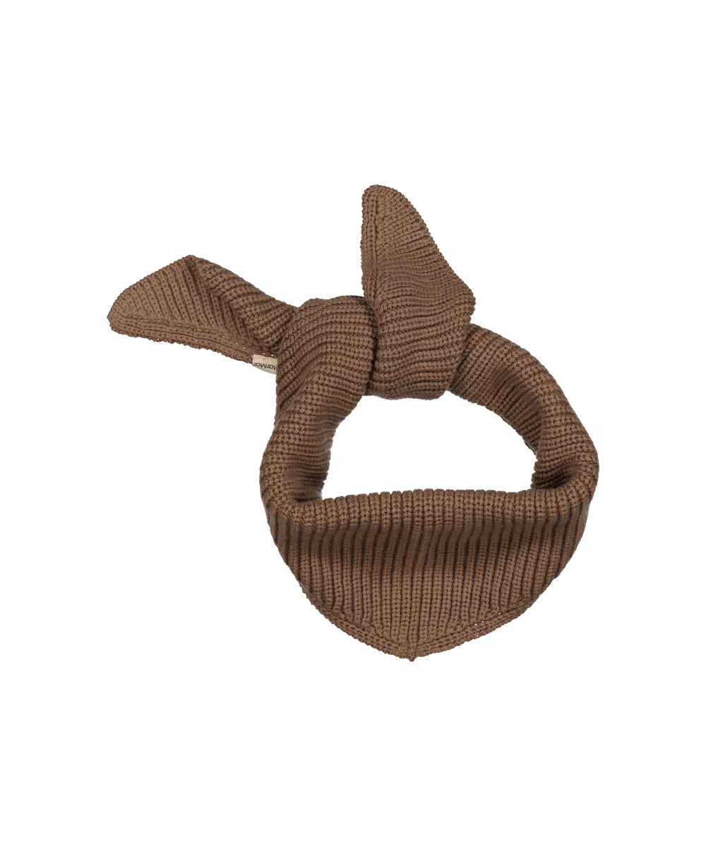 brunt, strikket halstørklæde med knude for børn