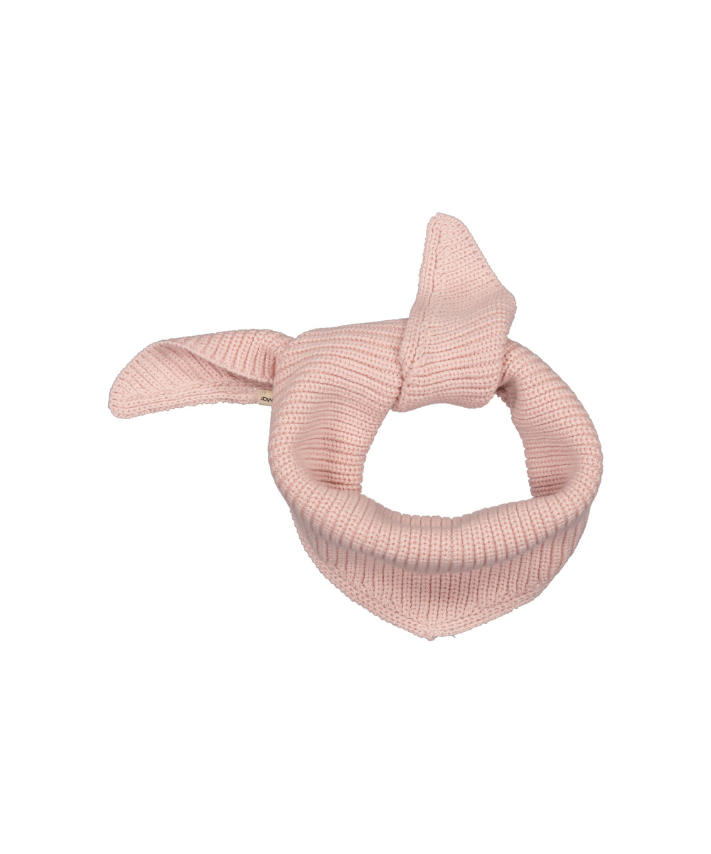 lyserødt, strikket børn halstørklæde med knude