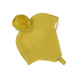 Aly Pompom, Knitted Beanie - Green Mustard