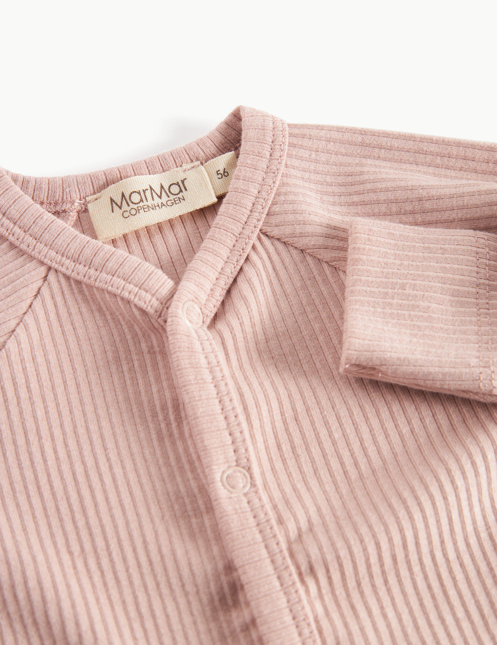 Rødt ribbet babybody med knapper foran