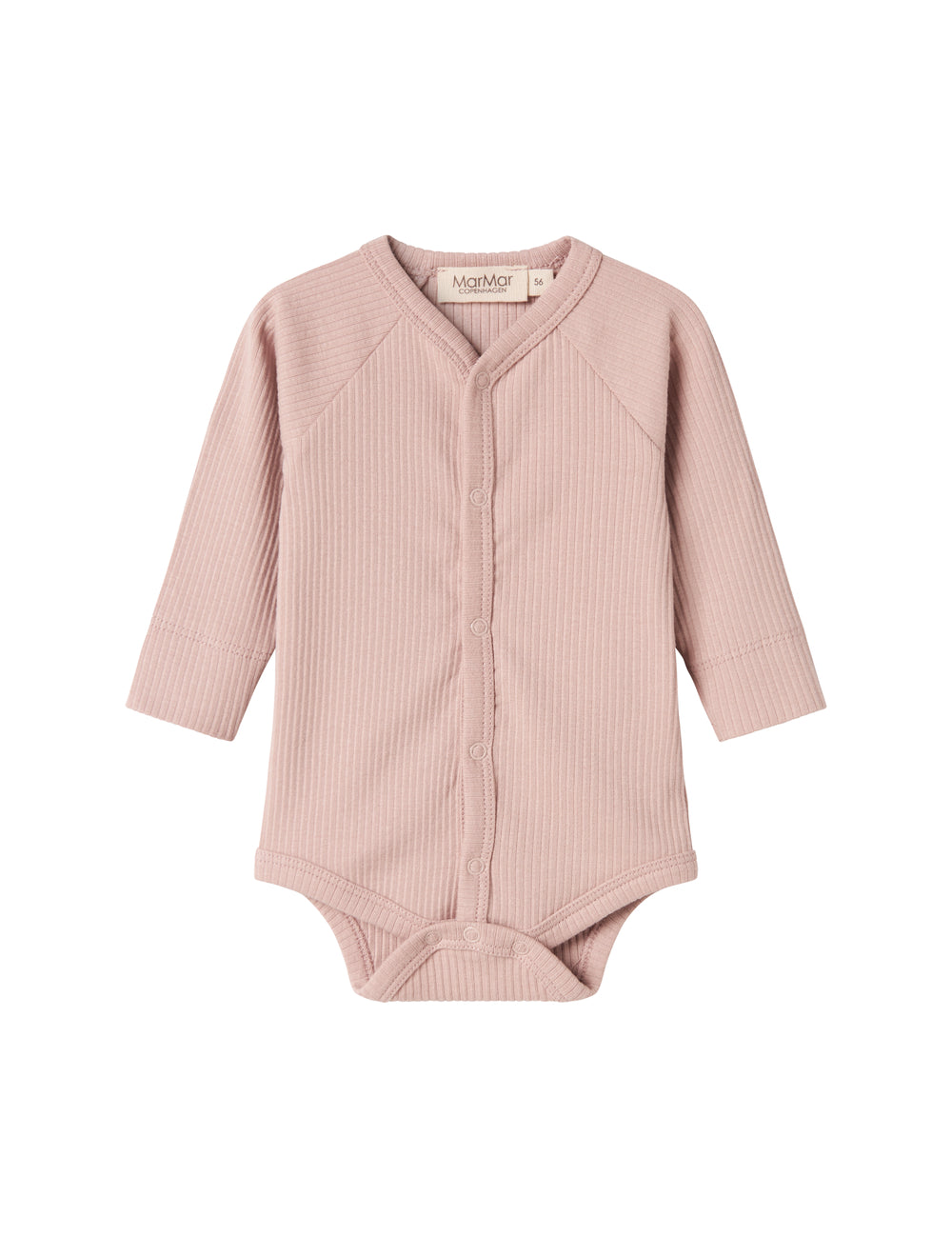 Rødt ribbet babybody med knapper foran