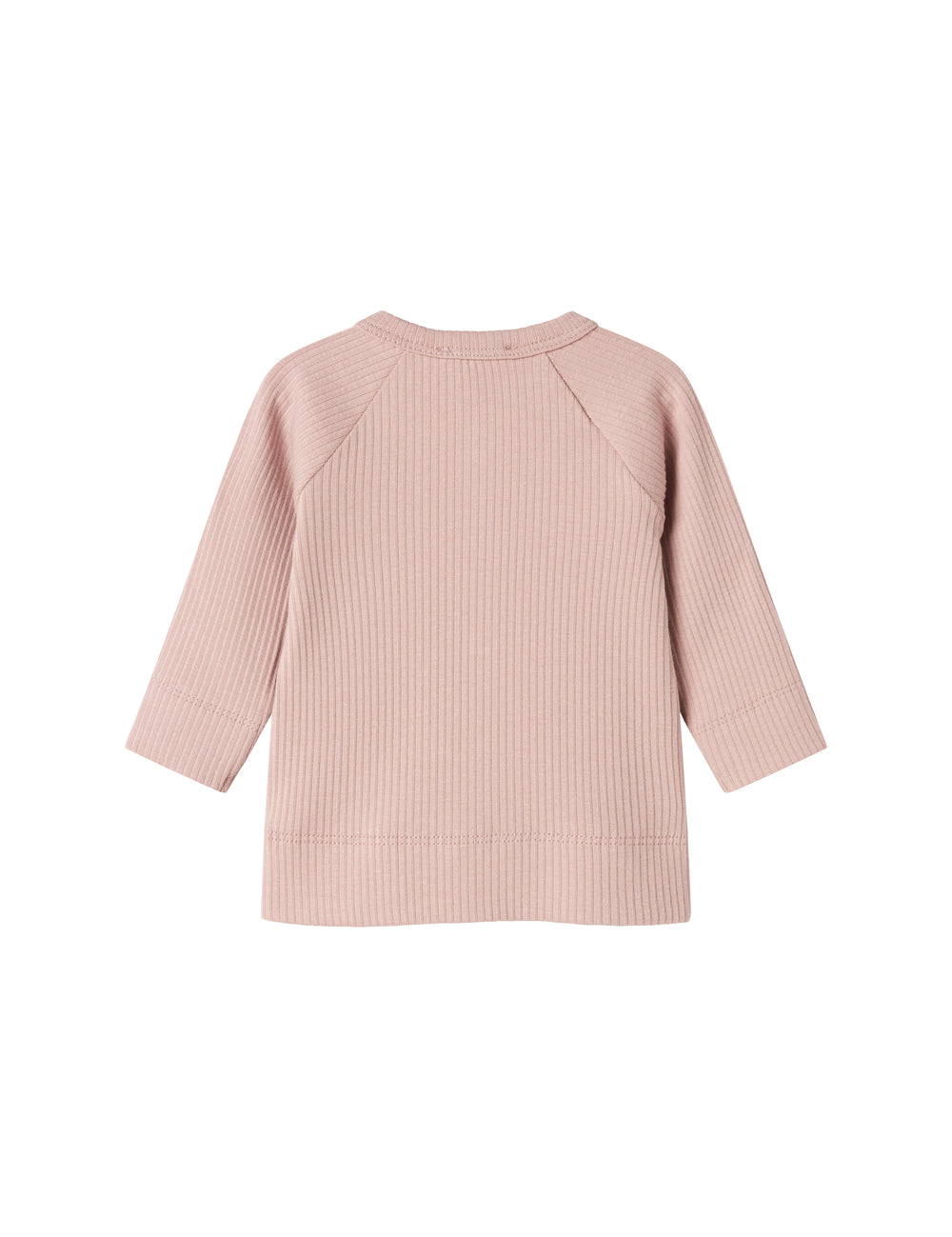 Lyserød ribstrikket cardigan til børn med knapper foran