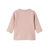 Lyserød ribstrikket cardigan til børn med knapper foran