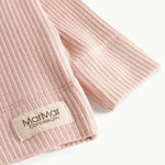 Lyserød ribstrikket cardigan til børn med knapper foran