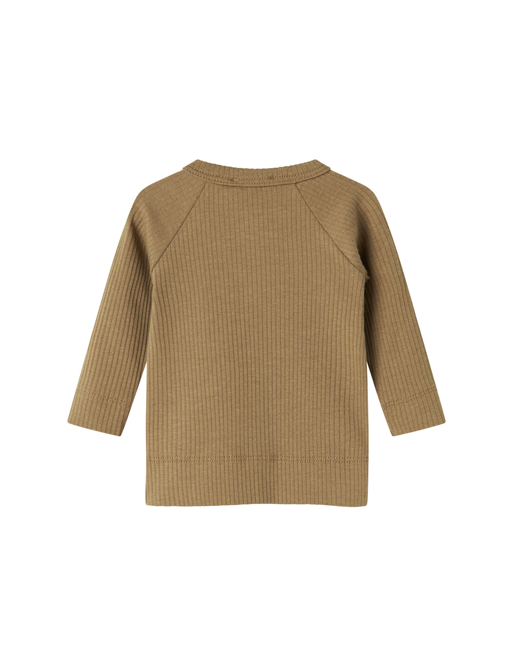 Brun ribstrikket cardigan til børn med knapper foran