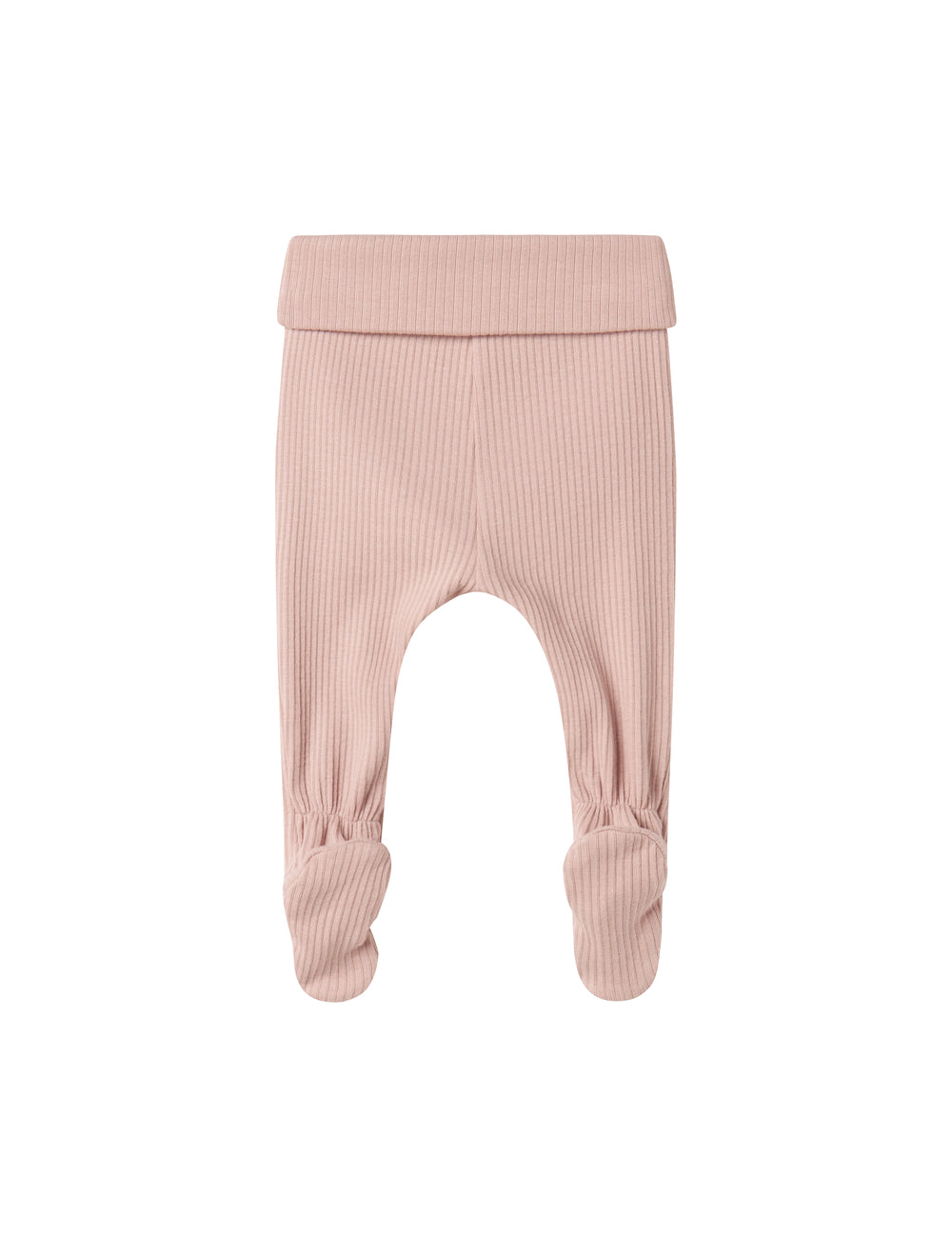 Lyserøde ribstrikkede leggings med fod til baby