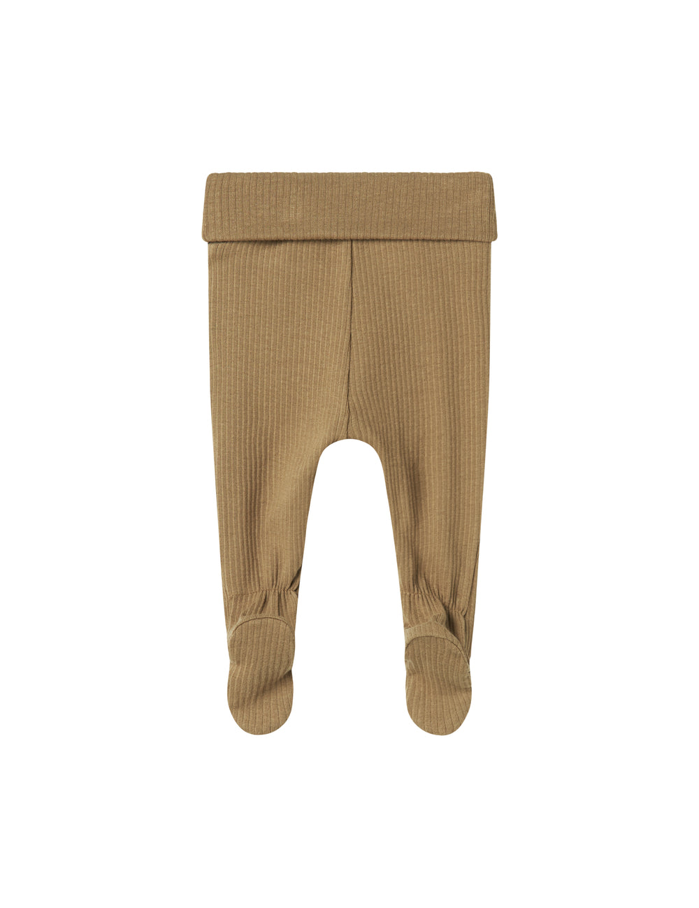 Brune ribstrikkede babybukser med nedbukket kant og futter