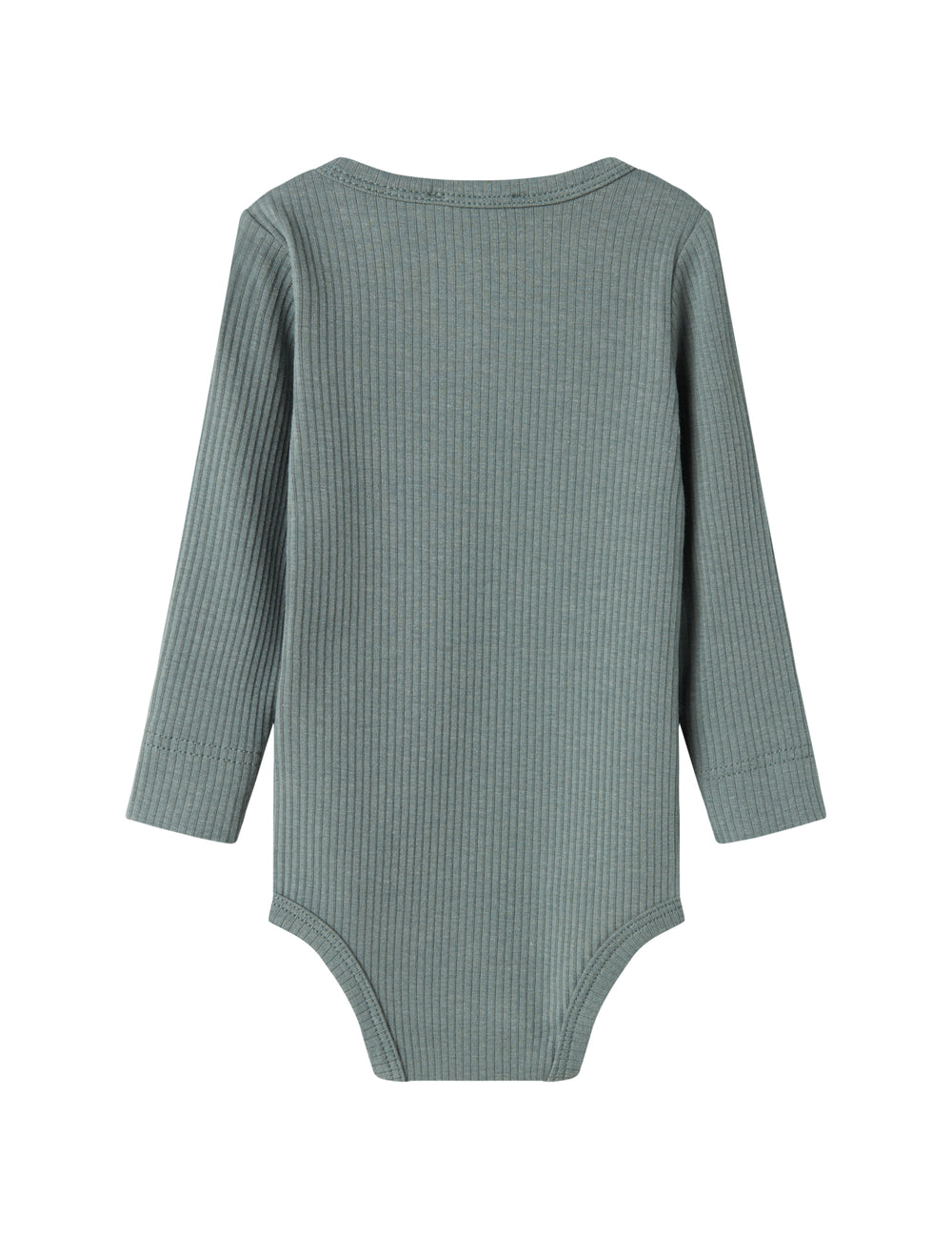 Grøn ribstrikket body med lange ærmer og knapper til baby