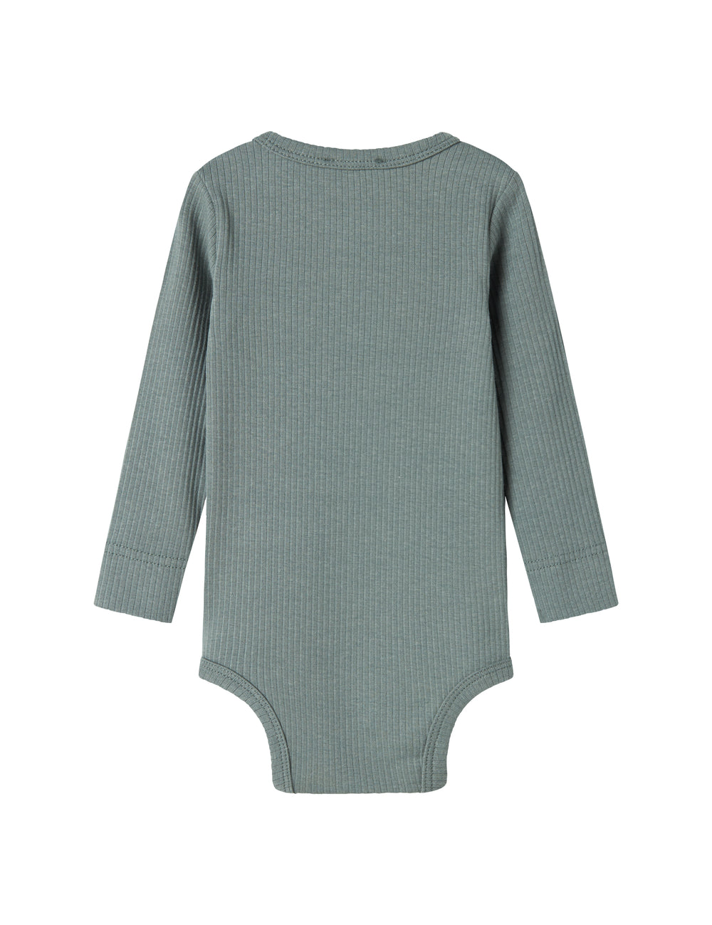 Grøn ribstrikket body med lange ærmer til baby