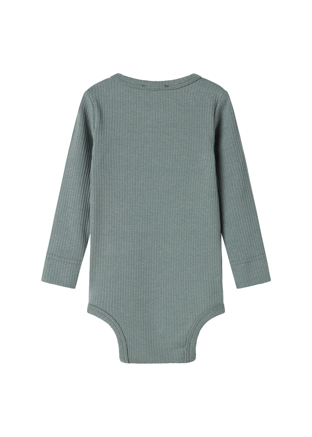 Grøn ribstrikket body med lange ærmer til baby