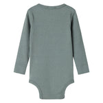 Grøn ribstrikket body med lange ærmer til baby