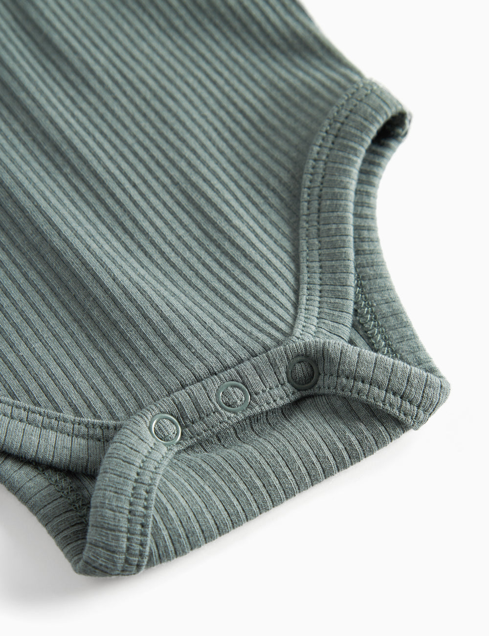 Grøn ribbet body med med lange langermermer