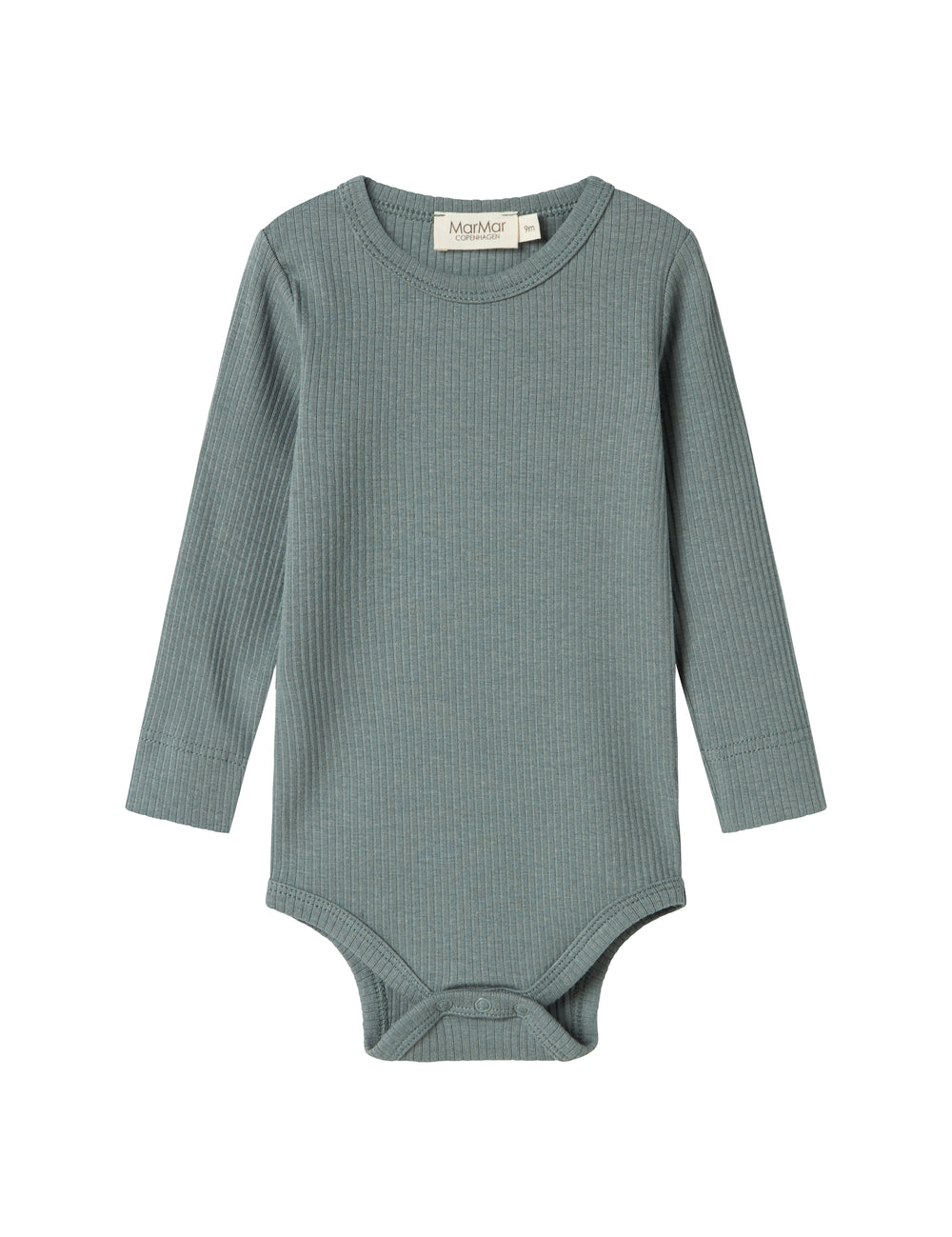 Grøn ribbet body med med lange langermermer