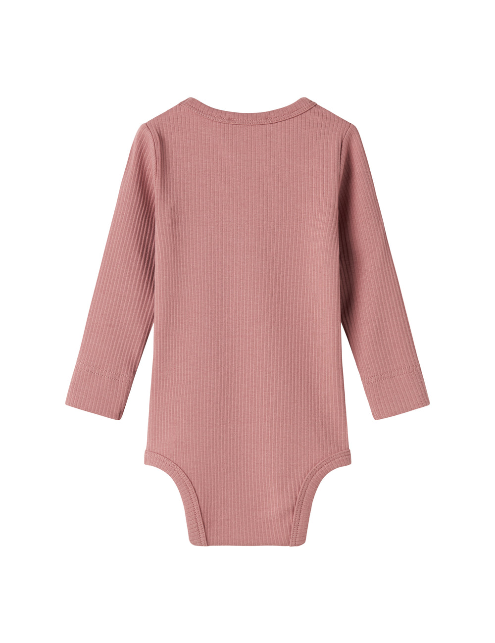 Lyserød ribstrikket body med lange ærmer til børn