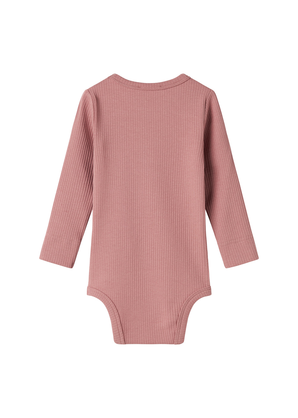 Lyserød ribstrikket body med lange ærmer til børn