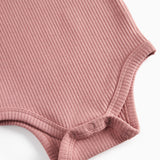 Lyserød ribstrikket body med lange ærmer til børn