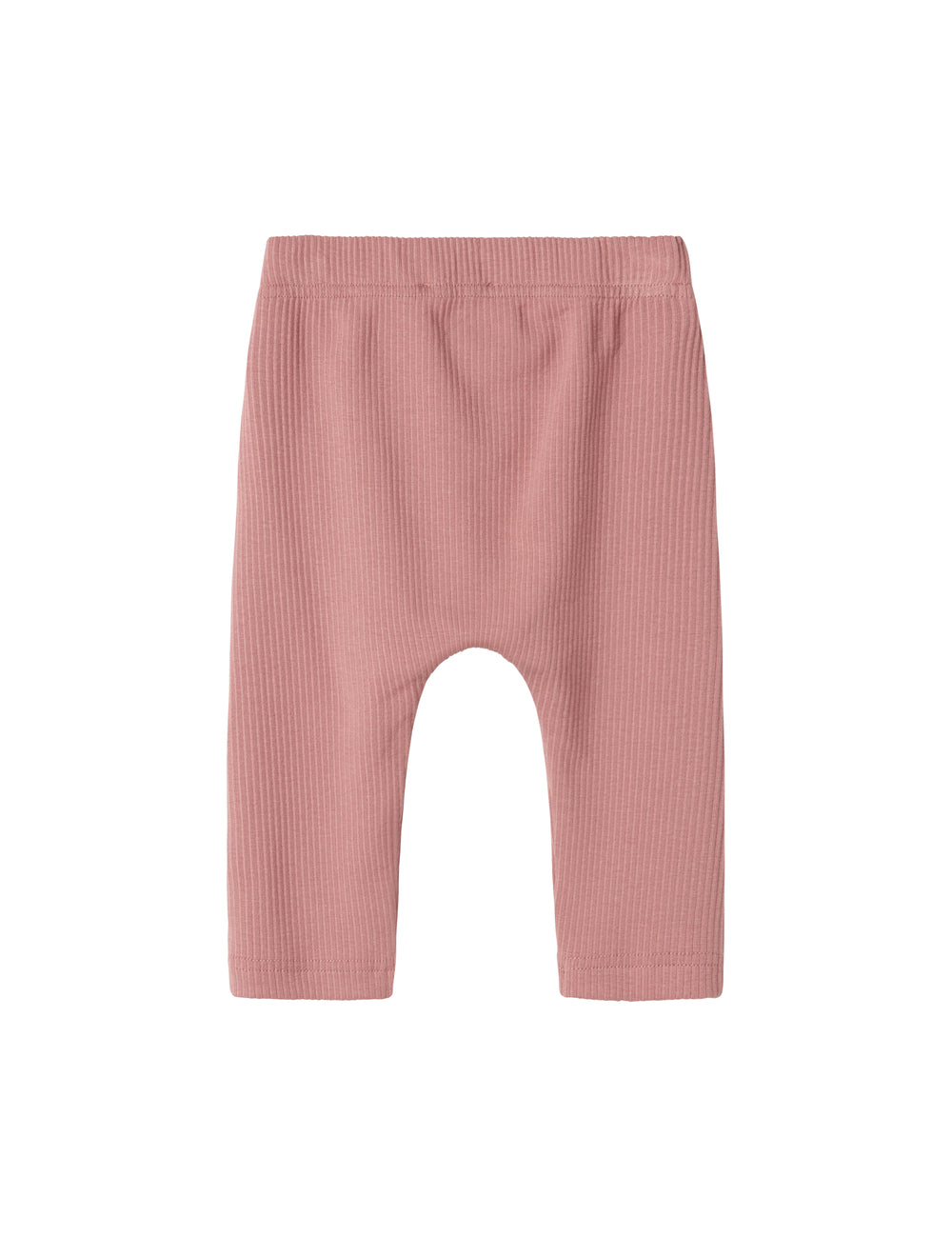 Lyserøde ribstrikkede bukser med snøre i taljen til børn