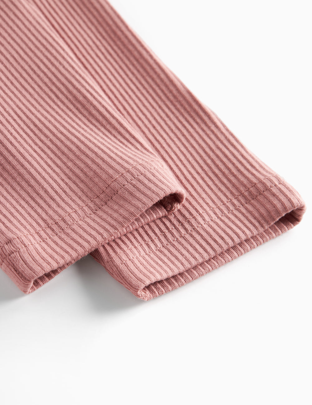 Lyserøde ribstrikkede bukser med snøre i taljen til børn