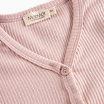 Lyserød ribstrikket cardigan med knapper  til børn 