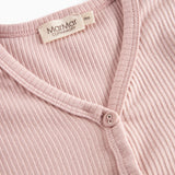Lyserød ribstrikket cardigan med knapper  til børn 