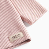 Lyserød ribstrikket cardigan til børn 