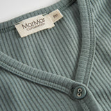 Grøn ribstrikket cardigan med knapper til børn