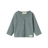 Grøn ribstrikket cardigan med knapper til børn