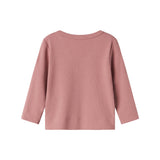 Lyserød ribstrikket cardigan med knapper til børn