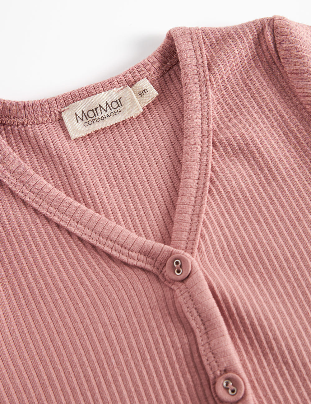 Lyserød ribstrikket cardigan med knapper til børn