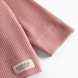 Lyserød ribstrikket cardigan med knapper til børn