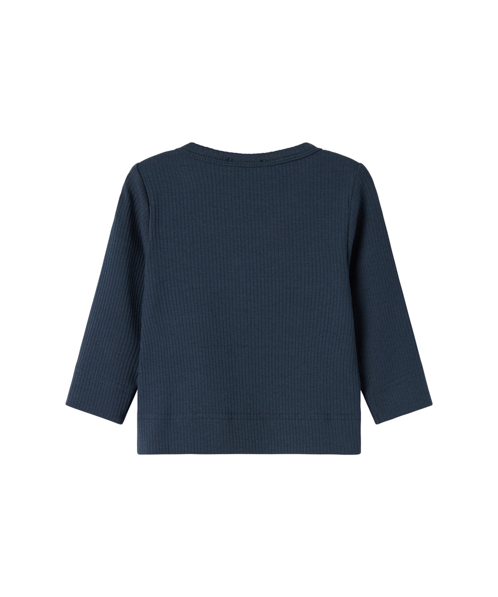 Marineblå ribstrikket cardigan til børn