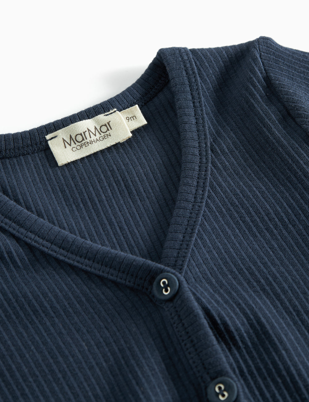 Marineblå ribstrikket cardigan til børn med knapper