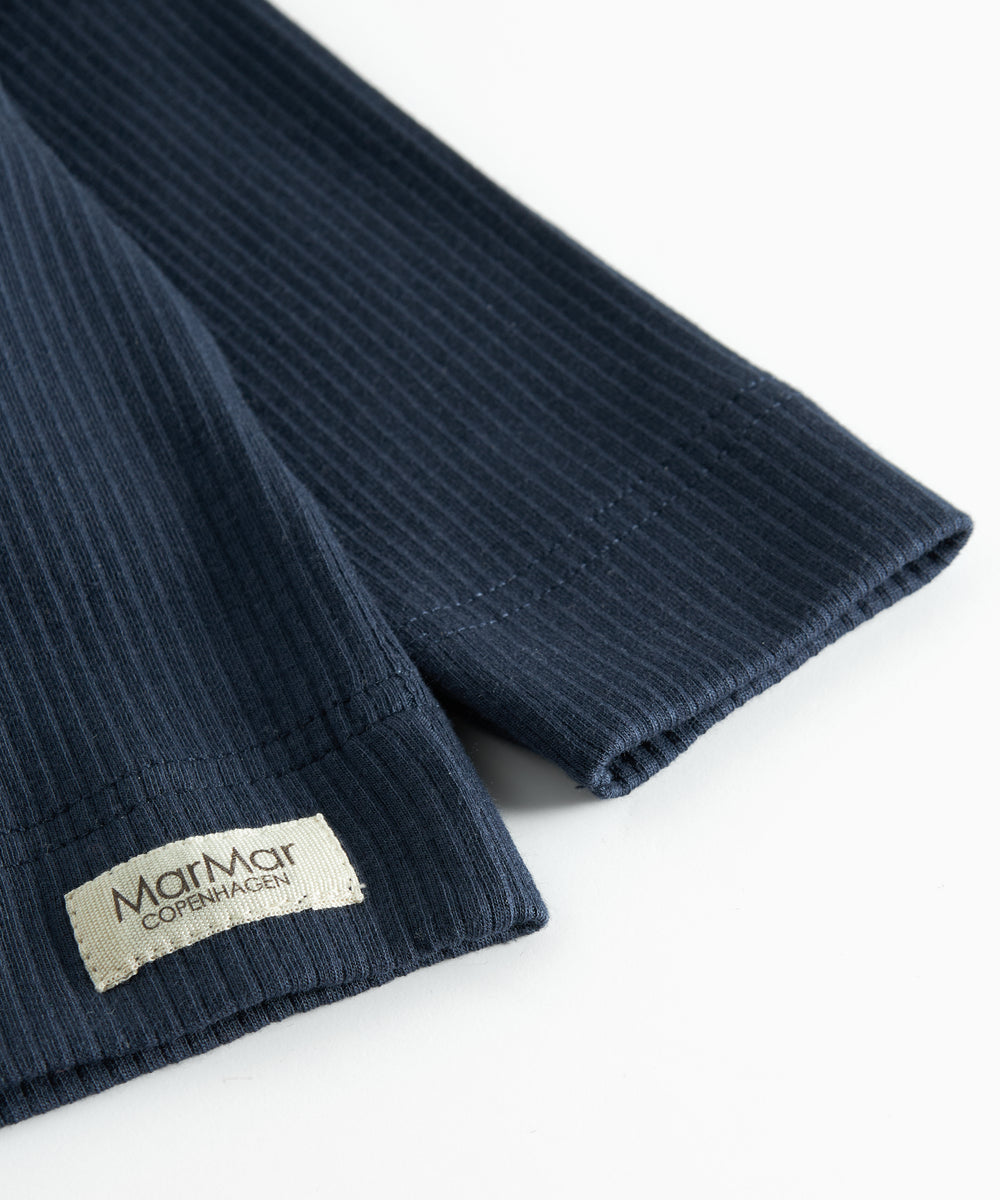 Marineblå ribstrikket cardigan til børn